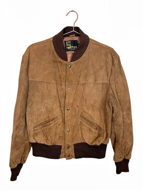 Silton California Men’s Vintage Brown Suede Bomber Jacket